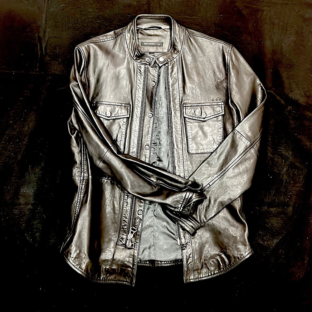 John Varvatos size Small Leather Shirt Jacket